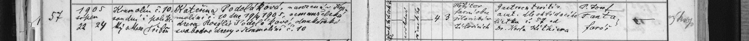 Úmrtí Kateřiny Podolákové (1905), nemanželské dcery Rozálie