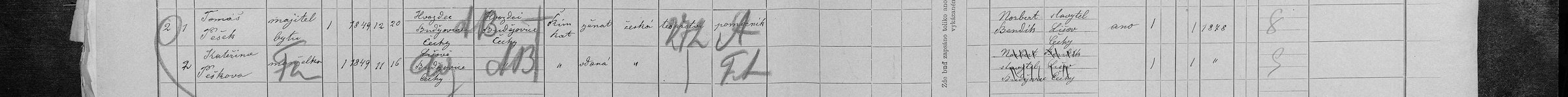 Sčítání lidu 1900 – Lišov čp. 53 (Tomáš Pešek)