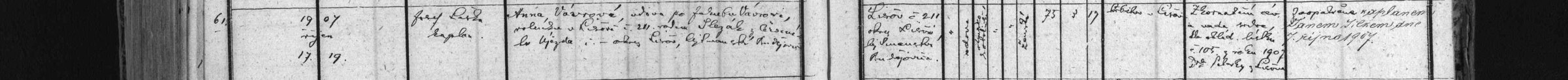 Úmrtí Anny Vávrové roz. Slezákové (1907)