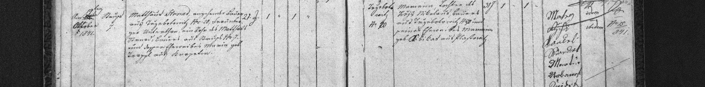 Sňatek Matouše Strnada a Marie (Mariany) Křížové (1841)