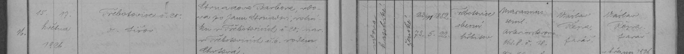 Úmrtí Barbory Strnadové roz. Chrtové (1926)